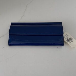 Banana Republic Patent Leather Clutch Wallet in Deep Blue